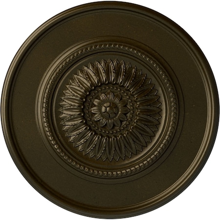 Ekena Millwork Large Floral Ceiling Medallion, Hand-Painted Green Gold, 41 1/8"OD x 2 1/2"P CM41FLGGS